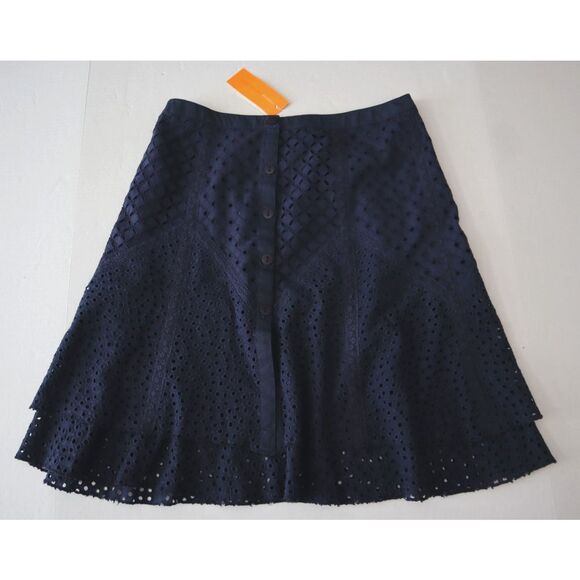 Cynthia Steffe 8337403 Women's Sz 4 Navy Blue Eyelet Textured Pencil Skirt - Picture 1 of 11
